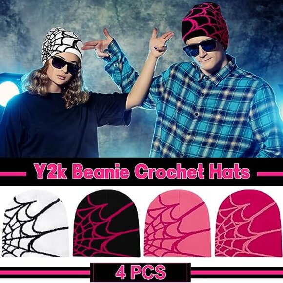 Y2K Spider Web Beanies Gothic Knitted Hat Unisex Streetwear Winter Warm main image 5